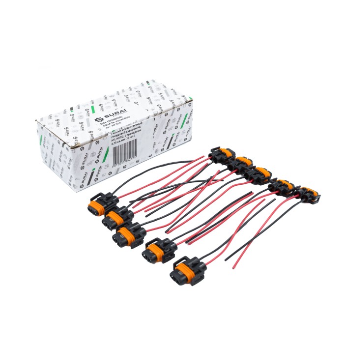 Разъем 2-х конт. гнездовой, к фарам H8, H11, H27/2, с проводами 0,75 кв.мм (12124819) (SR 00806) SURAI