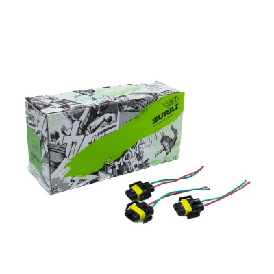 Разъем 2-х контактный с обратной частью, гнездовой к фарам H8, H11, H27/2, с проводами (12124819) (SR 00803) SURAI