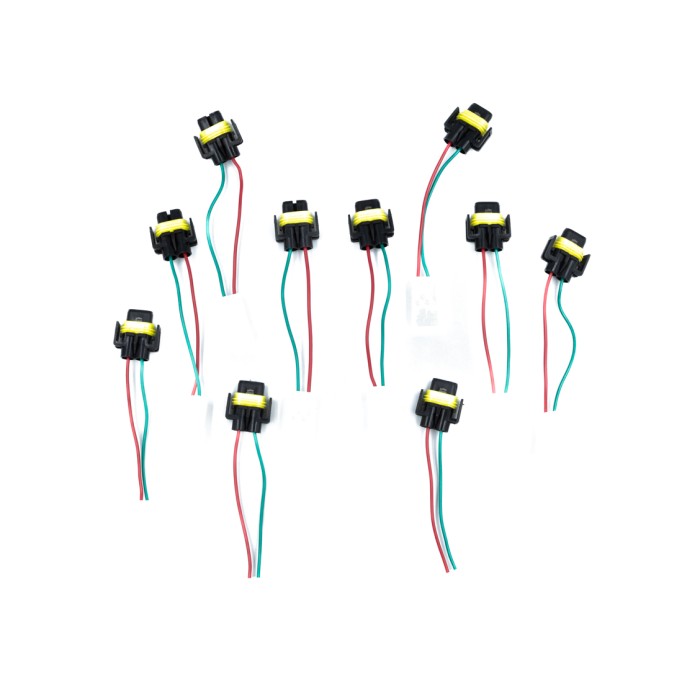 Разъем 2-х контактный с обратной частью, гнездовой к фарам H8, H11, H27/2, с проводами (12124819) (SR 00803) SURAI