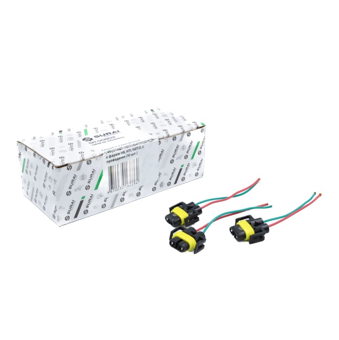 Разъем 2-х контактный с обратной частью, гнездовой к фарам H8, H11, H27/2, с проводами (12124819) (SR 00803) SURAI