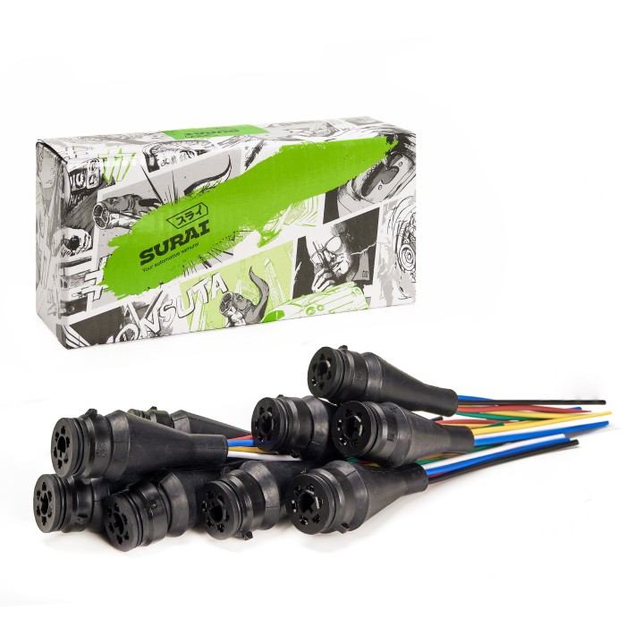 Разъем гнездовой к зад. фонарям для ГАЗель, МАЗ, КАМАЗ, с проводами (СЦАЗ-2-6-Р) (SR 00853) SURAI