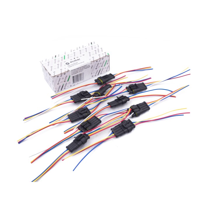 Разъем соединительный 4-х контактный герметичный с проводом в сборе (м+п) (гнездовой, штыревой) (7041-10/20СБ) (SR 00848) SURAI